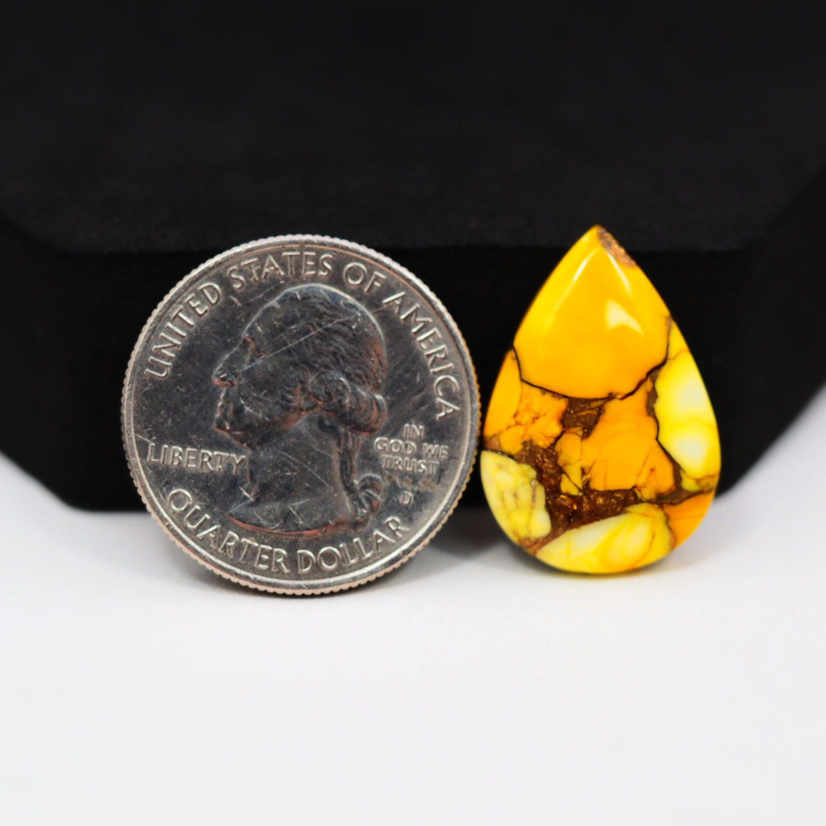 Natural Honey Dahlia Turquoise Pear Cabochon 23x16mm 11.5ct - Honey Gold - Pedra Gems