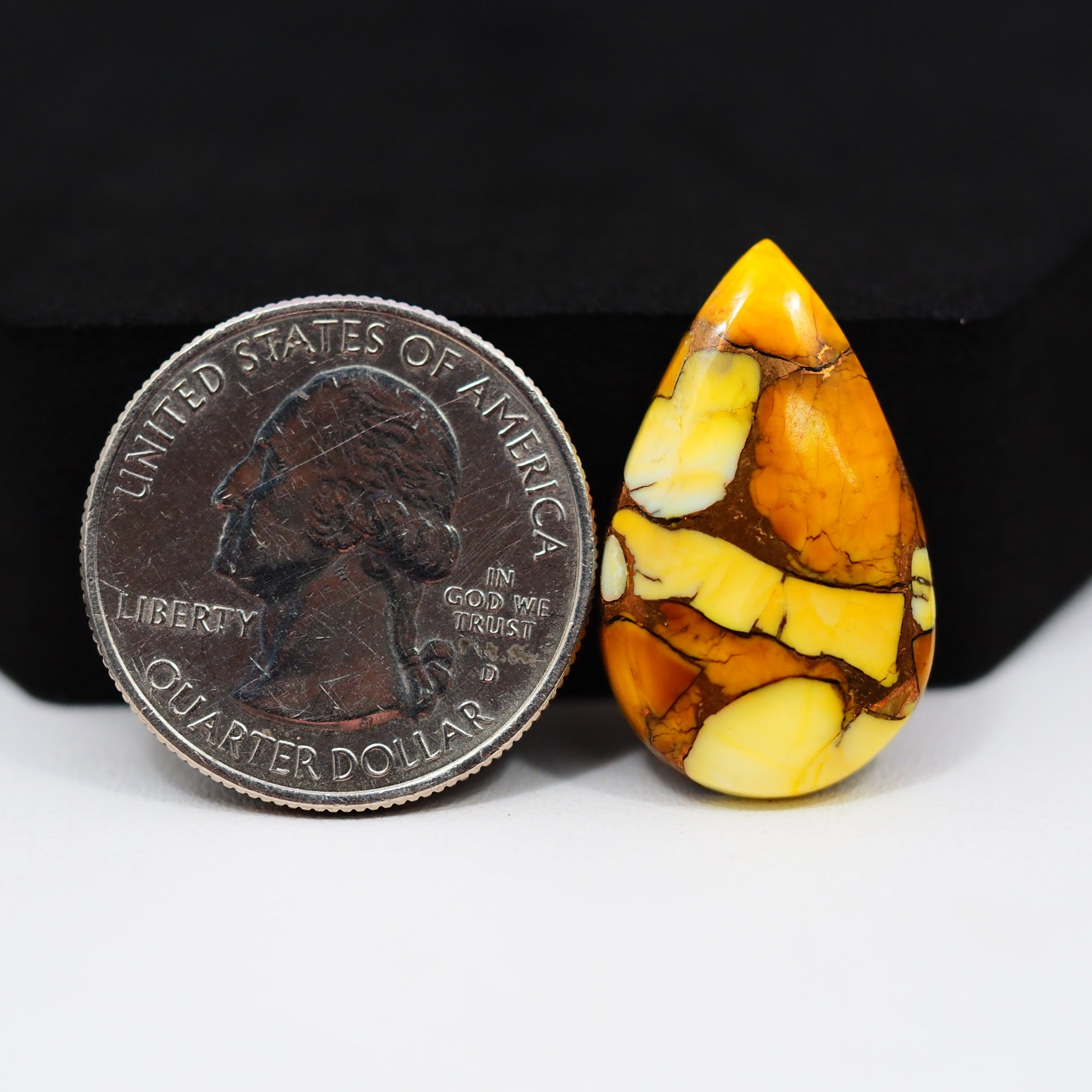 Natural Honey Dahlia Pear Cabochon 26x15mm 14.5ct - Honey Gold - Pedra Gems