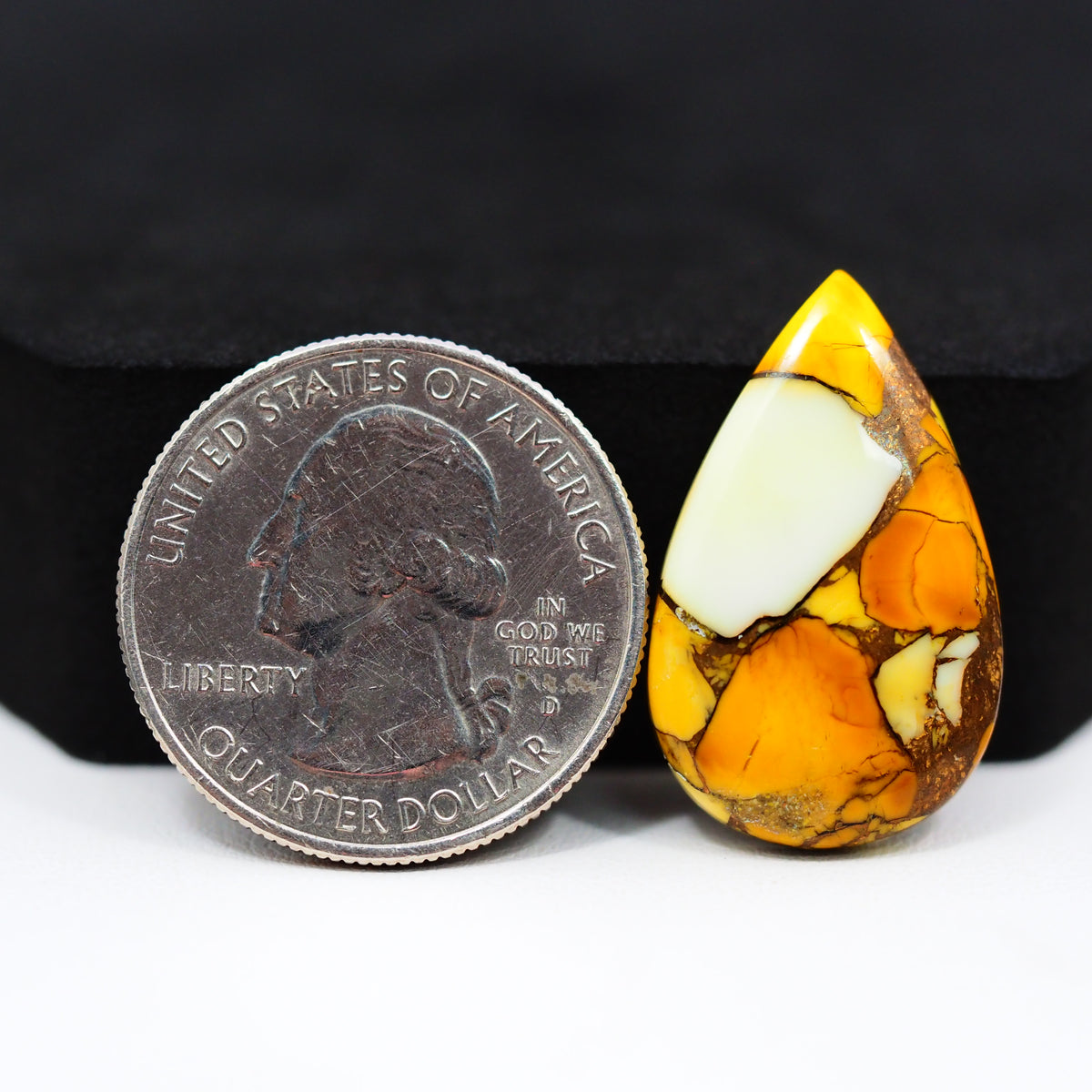 Natural Honey Dahlia Pear Cabochon 26x16mm 14.5ct - Honey Gold - Pedra Gems