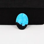 Buffalo Oval Cabochon 16x12mm 6ct - Blue with Black Base - Pedra Gems