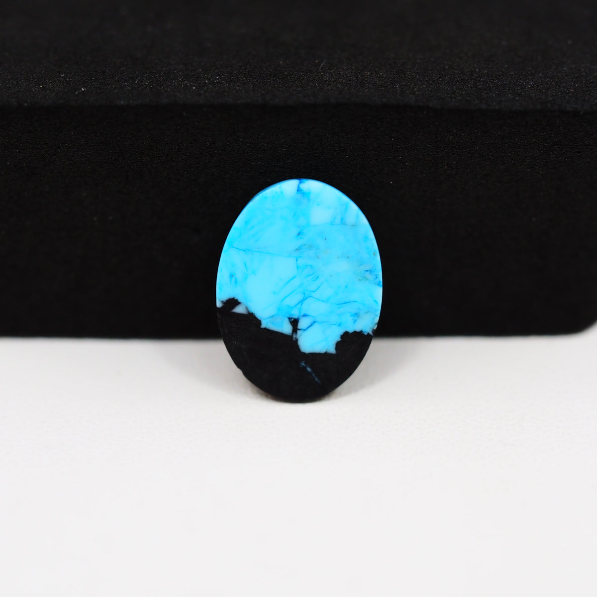 Buffalo Oval Cabochon 16x12mm 6ct - Blue with Black Base - Pedra Gems