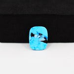 Buffalo Cushion Cabochon 14x11mm 5.5ct - Blue with Diagonal Black Band - Pedra Gems
