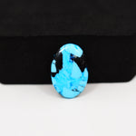 Buffalo Oval Cabochon 18x13mm 7ct - Black-Heavy with Blue Veining - Pedra Gems