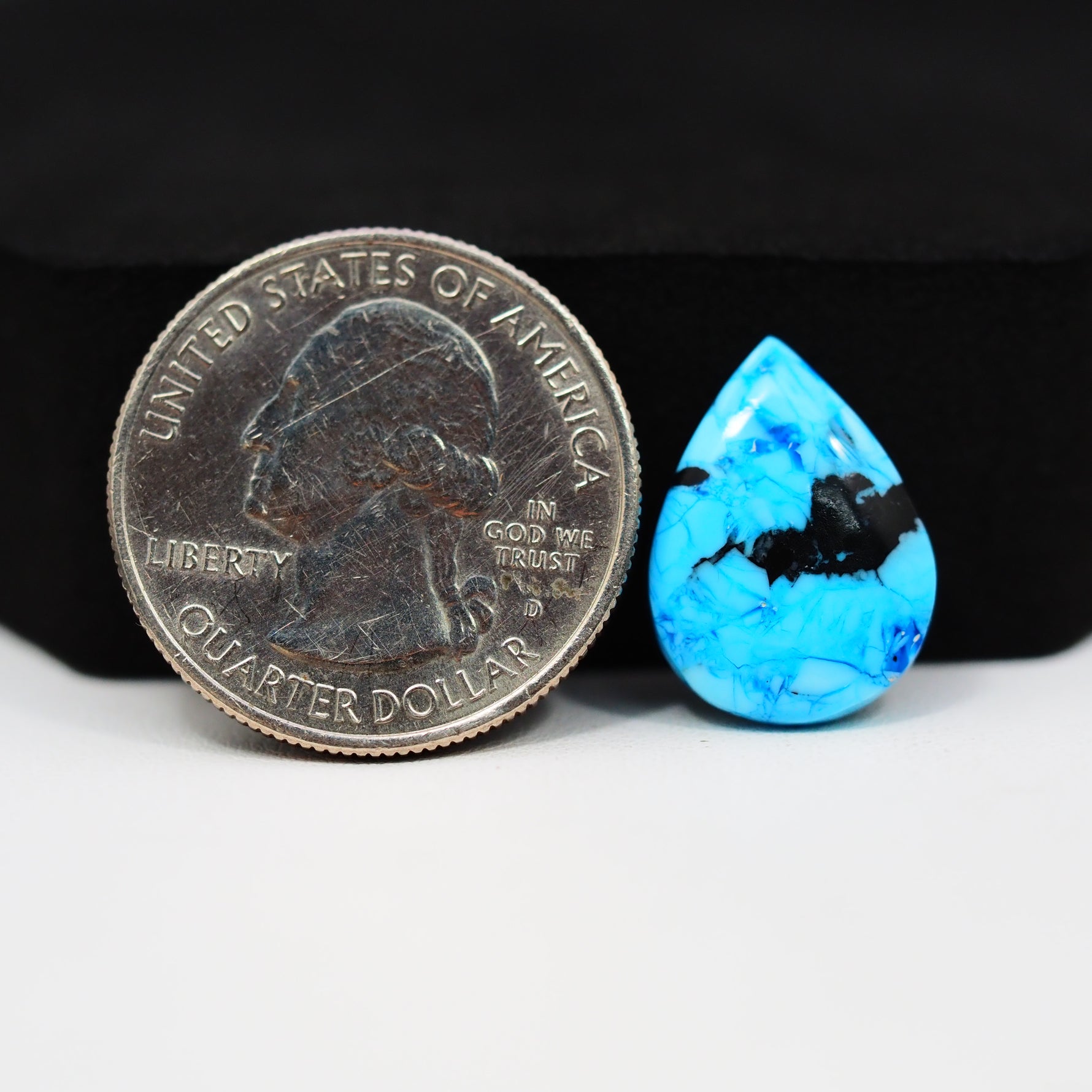 Buffalo Pear Cabochon 18x13mm 6.5ct - Blue with Black Band - Pedra Gems
