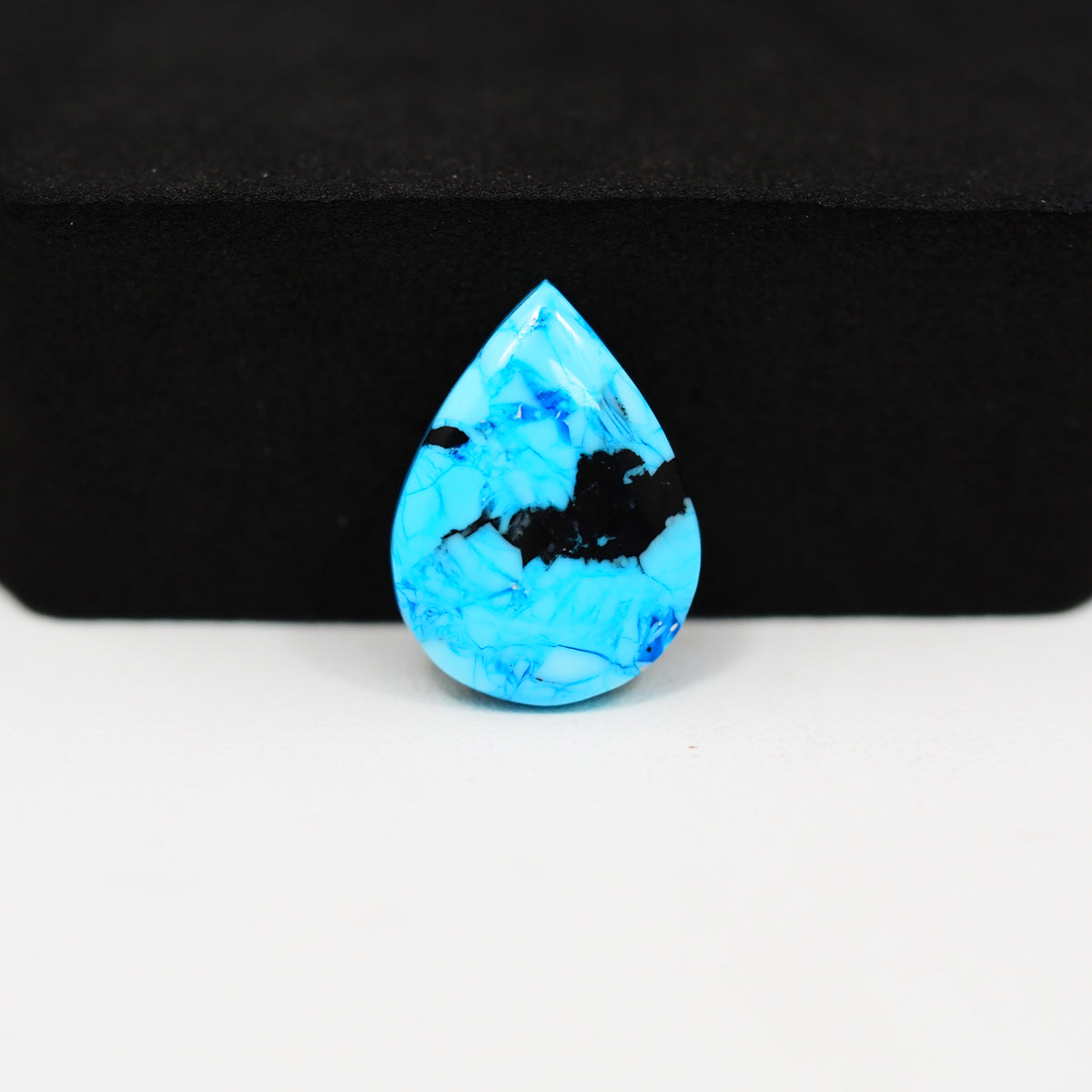 Buffalo Pear Cabochon 18x13mm 6.5ct - Blue with Black Band - Pedra Gems