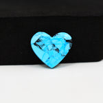 Buffalo Heart Cabochon 14x15mm 6.5ct - Blue with Black Veining - Pedra Gems