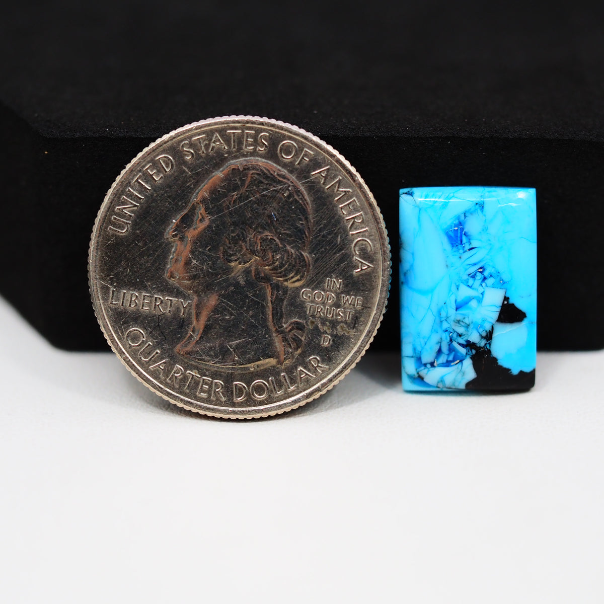Buffalo Rectangular Cabochon 16x11mm 6.5ct - Blue with Black Side - Pedra Gems