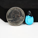 Buffalo Pear Cabochon 19x11mm 5ct - Black Top Blue Speckled Base - Pedra Gems