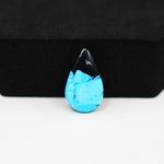 Buffalo Pear Cabochon 19x11mm 5ct - Black Top Blue Speckled Base - Pedra Gems