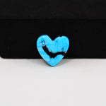 Buffalo Heart Cabochon 13x13mm 5ct - Blue with Black Band - Pedra Gems