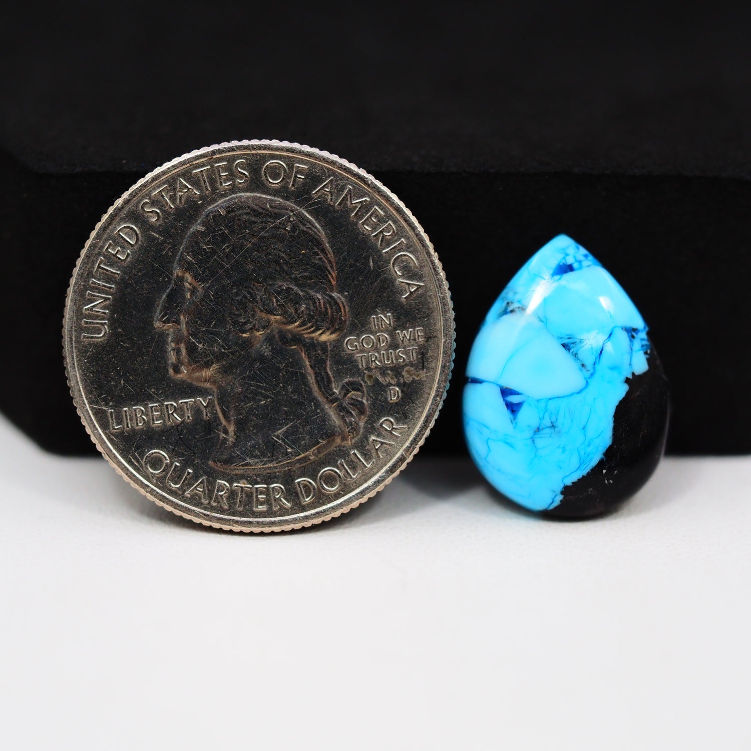 Buffalo Pear Cabochon 17x13mm 6ct - Blue with Black Portion - Pedra Gems