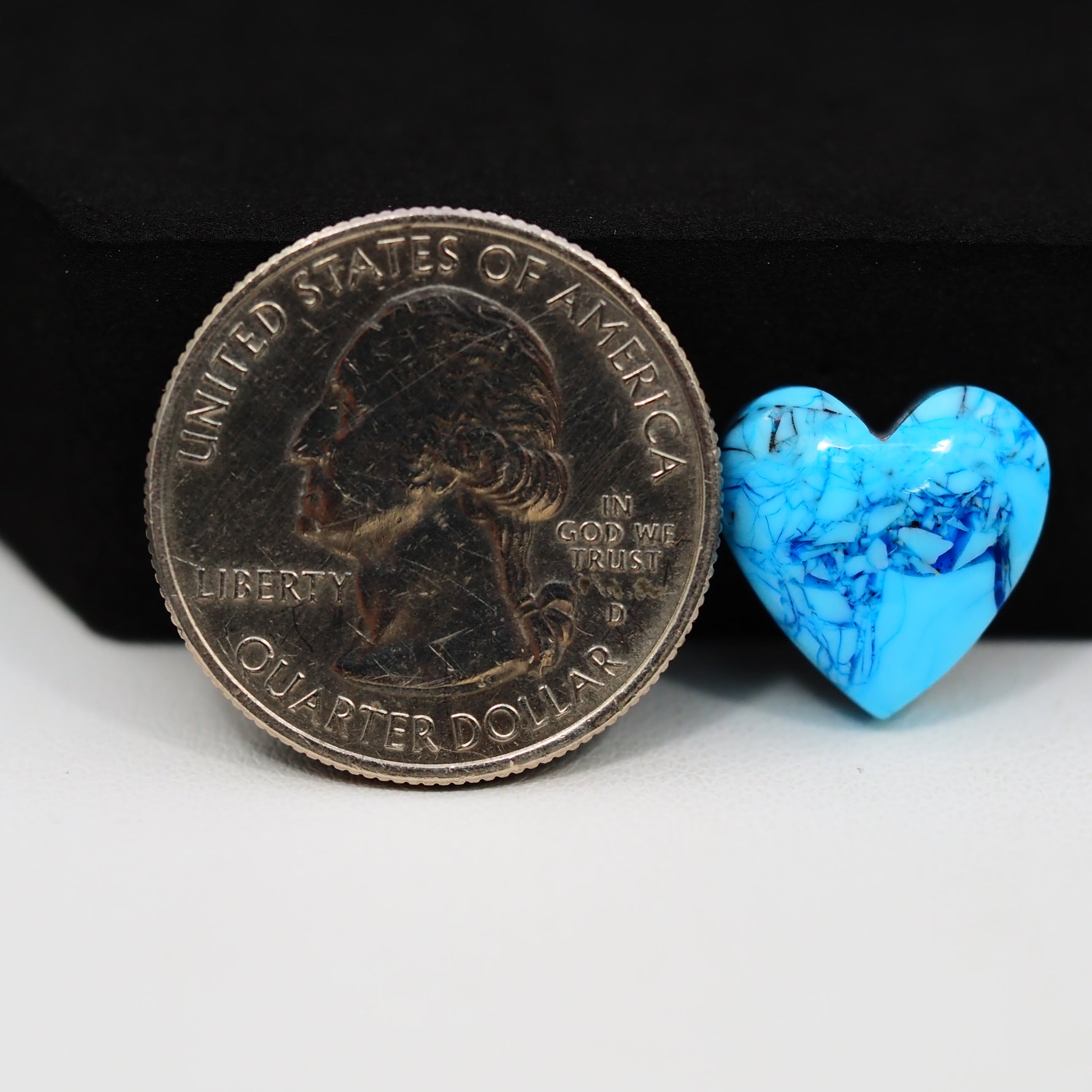 Buffalo Heart Cabochon 14x14mm 8.5ct - Blue with Black Speckle - Pedra Gems