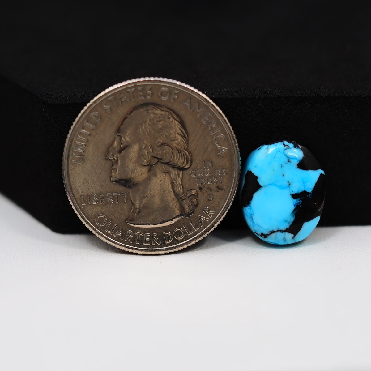 Buffalo Oval Cabochon 15x12mm 6ct - Blue with Black Patches - Pedra Gems
