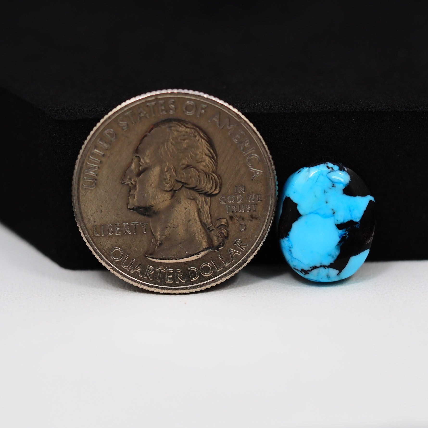 Buffalo Oval Cabochon 15x12mm 6ct - Blue with Black Patches - Pedra Gems