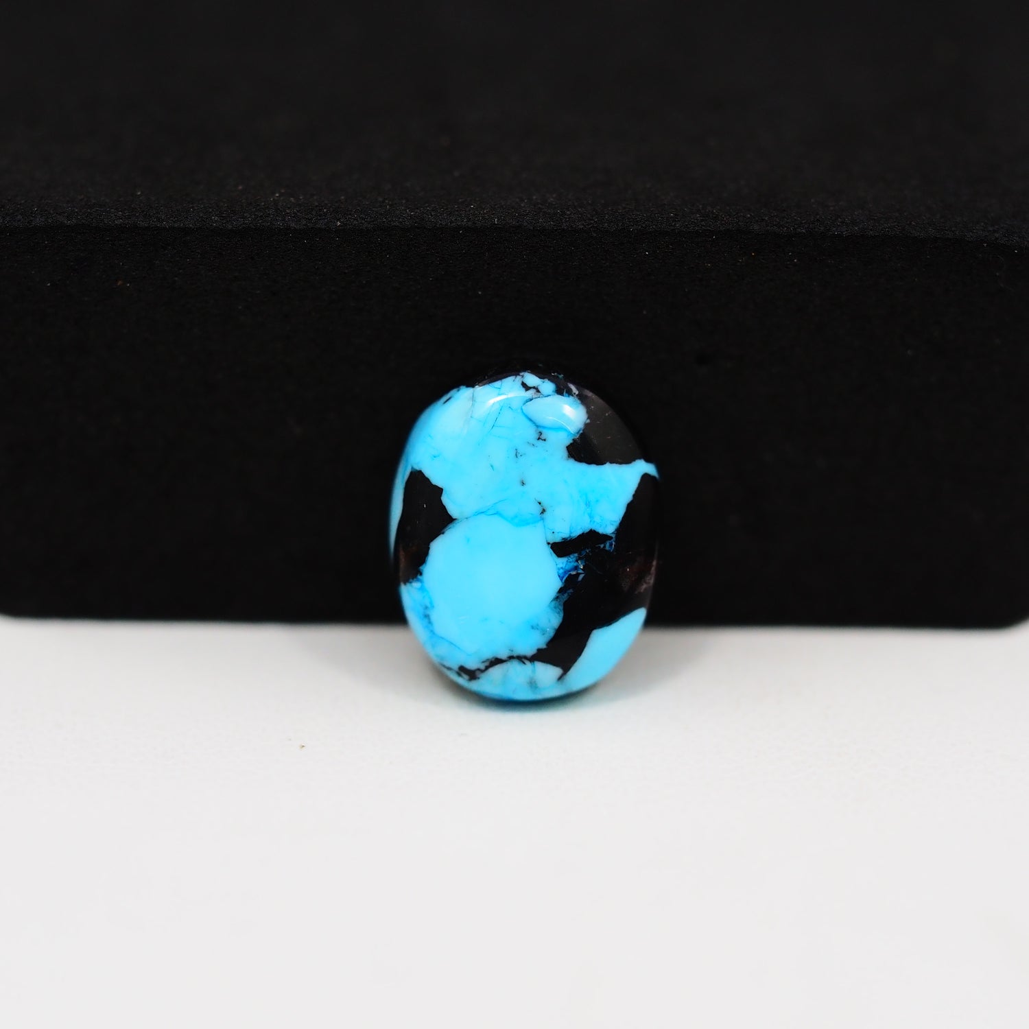 Buffalo Oval Cabochon 15x12mm 6ct - Blue with Black Patches - Pedra Gems