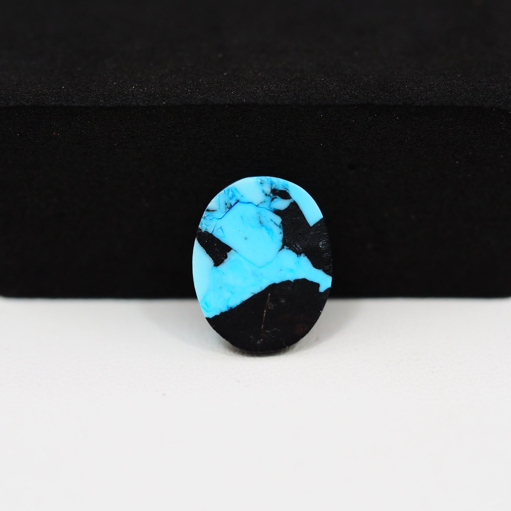 Buffalo Oval Cabochon 15x12mm 6ct - Blue with Black Patches - Pedra Gems