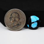 Buffalo Cushion Cabochon 15x15mm 7ct - Black with Blue Patch - Pedra Gems