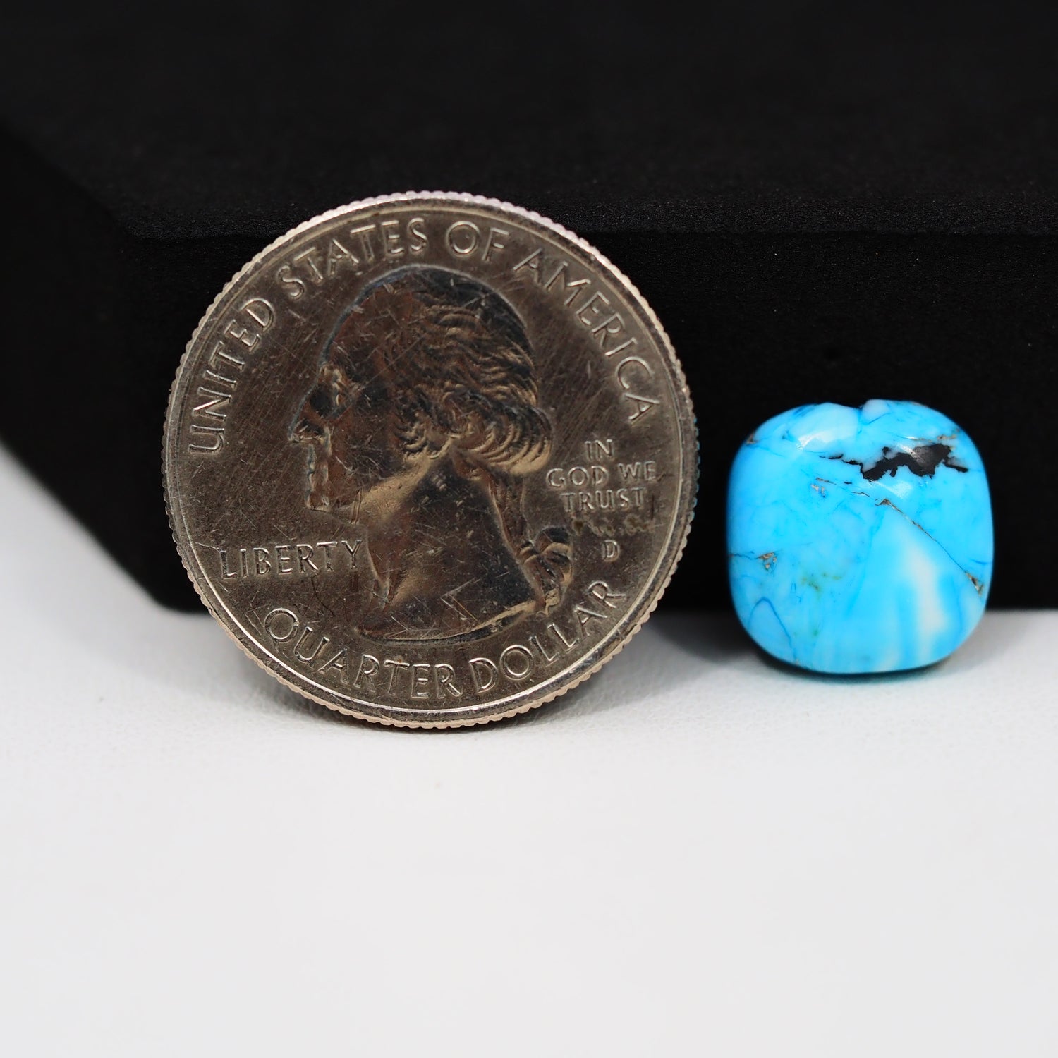 Buffalo Cushion Cabochon 12x12mm 5ct - Blue with Black Patch - Pedra Gems