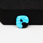Buffalo Cushion Cabochon 14x14mm 6ct - Blue with Black Patch - Pedra Gems
