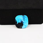Buffalo Cushion Cabochon 14x14mm 6ct - Blue with Black Patch - Pedra Gems