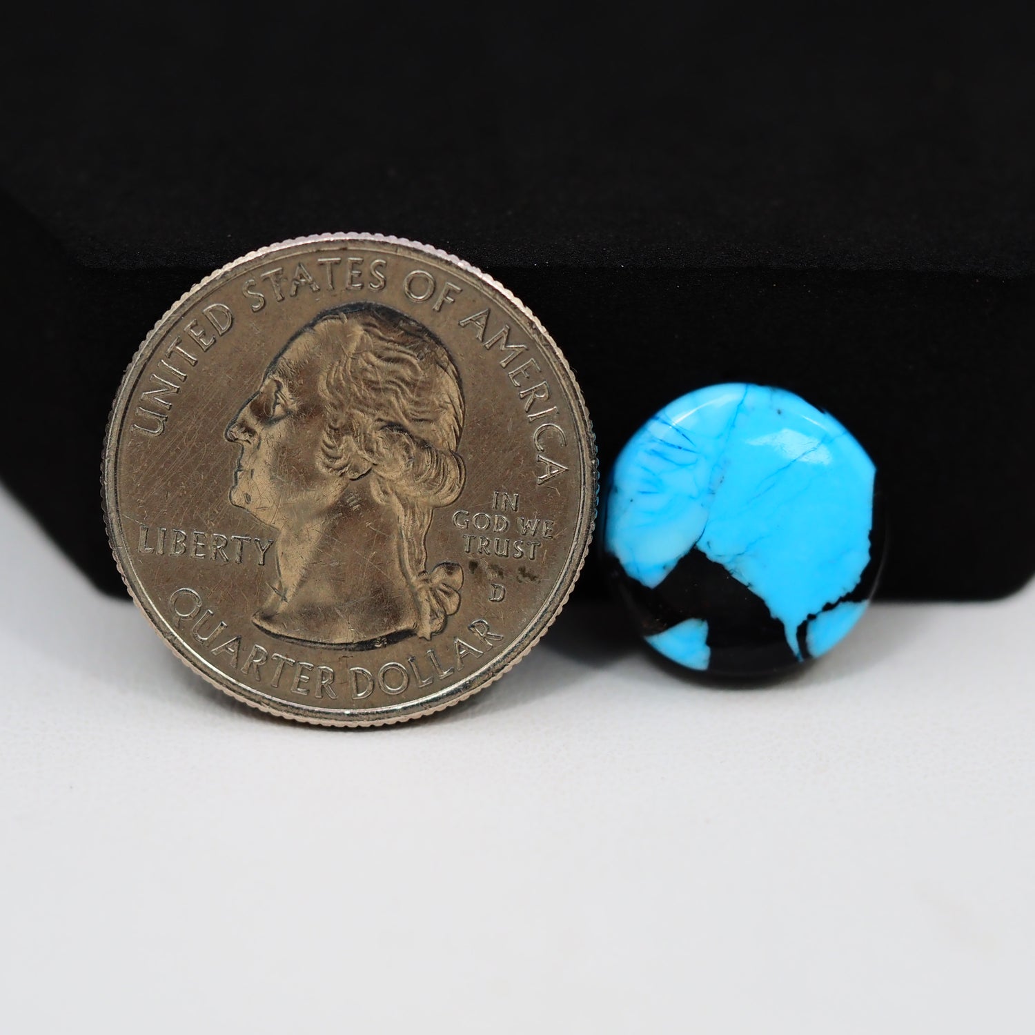 Buffalo Round Cabochon 14x14mm 6.5ct - Blue with Black Patch - Pedra Gems
