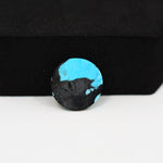 Buffalo Round Cabochon 14x14mm 6.5ct - Blue with Black Patch - Pedra Gems