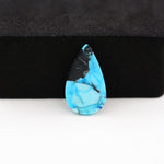 Buffalo Pear Cabochon 18x10mm 5ct - Black Top Blue Base - Pedra Gems