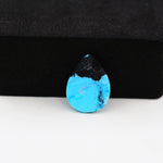 Buffalo Pear Cabochon 16x13mm 5ct - Blue with Black Patch - Pedra Gems