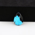 Buffalo Pear Cabochon 15x11mm 5ct - Black Top Blue Base - Pedra Gems