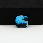 Buffalo Cushion Cabochon 13x13mm 5ct - Black Top Blue Base - Pedra Gems