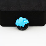 Buffalo Round Cabochon 14x14mm 5ct - Blue with Black Base - Pedra Gems