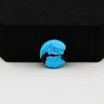 Buffalo Oval Cabochon 13x13mm 6.5ct - Black with Blue Patch - Pedra Gems