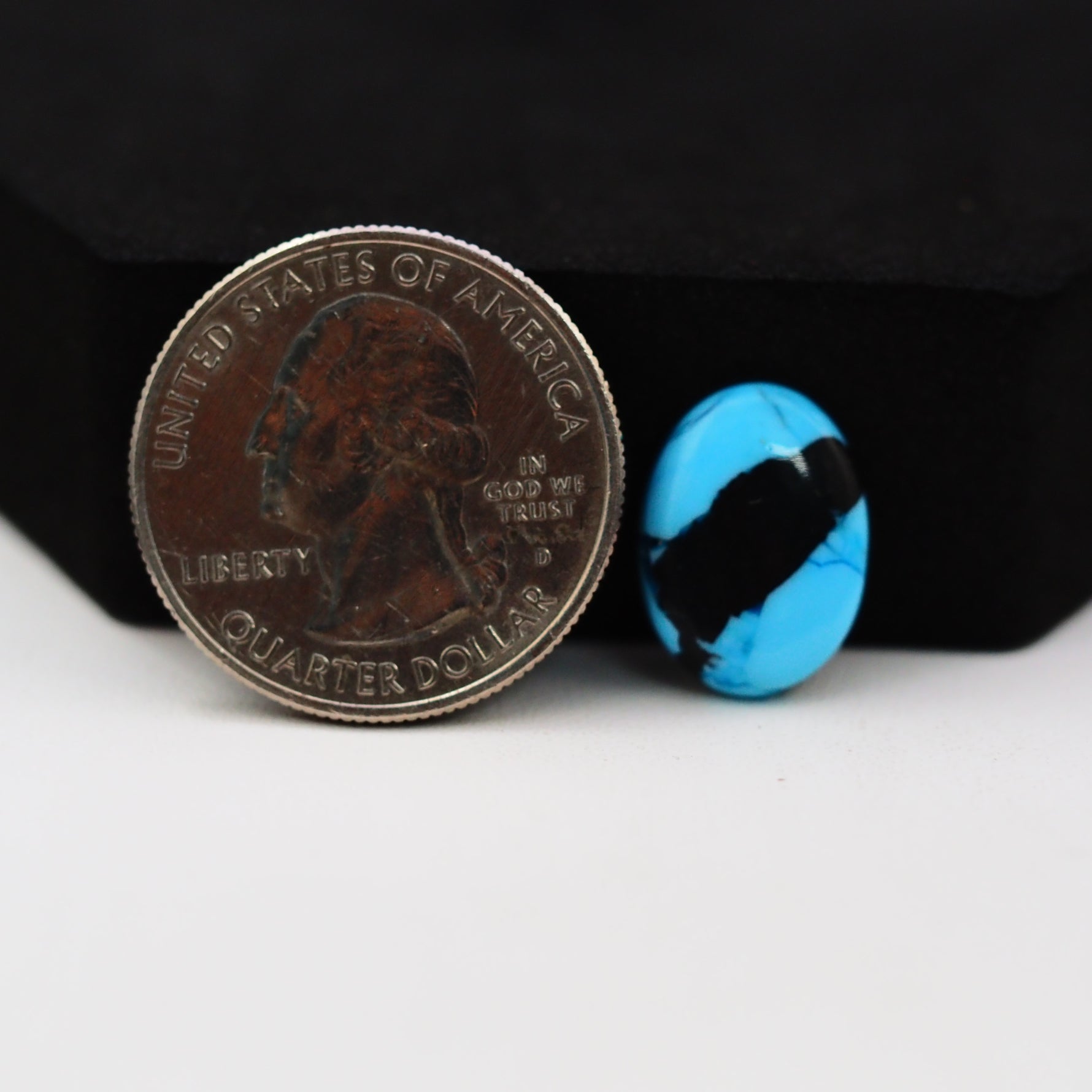 Buffalo Oval Cabochon 15x11mm 4.5ct - Blue with Black Band - Pedra Gems