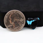 Buffalo Heart Cabochon 14x14mm 5ct - Black with Blue Band - Pedra Gems