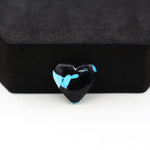 Buffalo Heart Cabochon 14x14mm 5ct - Black with Blue Band - Pedra Gems