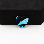 Buffalo Heart Cabochon 14x14mm 5ct - Black with Blue Band - Pedra Gems