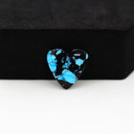 Buffalo Heart Cabochon 14x14mm 4.5ct - Black with Blue Patches - Pedra Gems