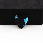 Buffalo Heart Cabochon 14x14mm 4.5ct - Black with Blue Patches - Pedra Gems