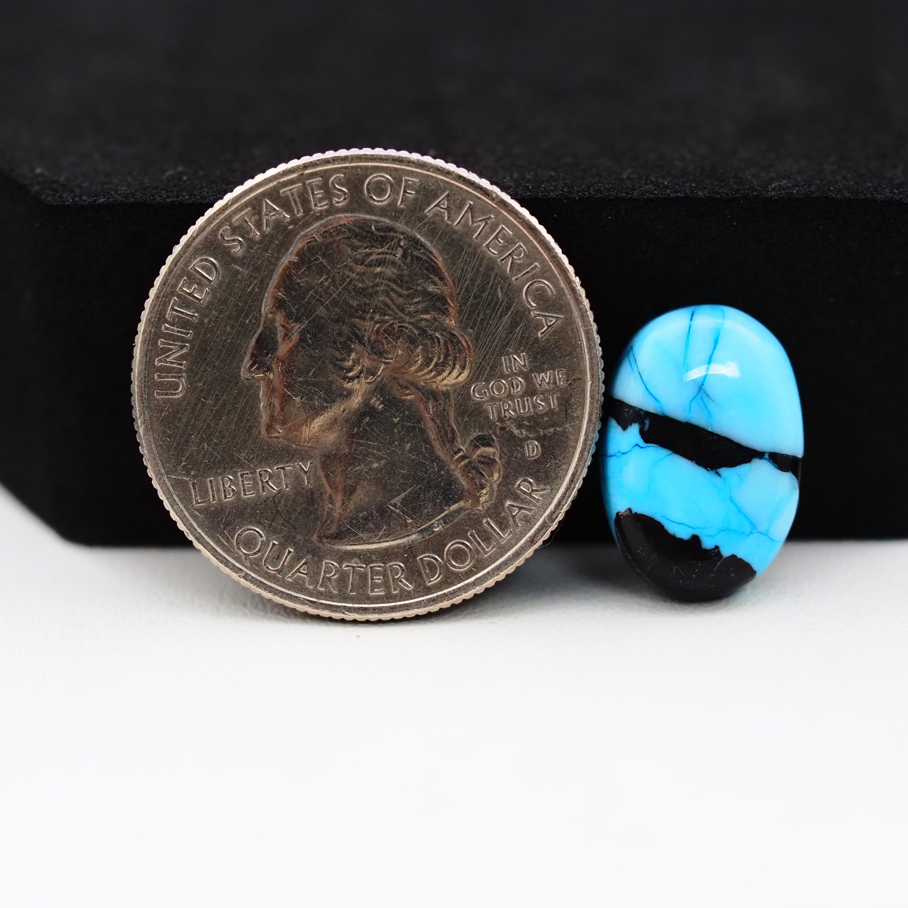 Buffalo Oval Cabochon 15x18mm 5.5ct - Blue with Black Band - Pedra Gems