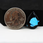 Buffalo Pear Cabochon 19x15mm 7.5ct - Black Top Blue Base - Pedra Gems