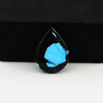 Buffalo Pear Cabochon 19x15mm 7.5ct - Black Top Blue Base - Pedra Gems
