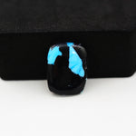 Buffalo Round Cabochon 19x14mm 9ct - Black with Blue Patch - Pedra Gems