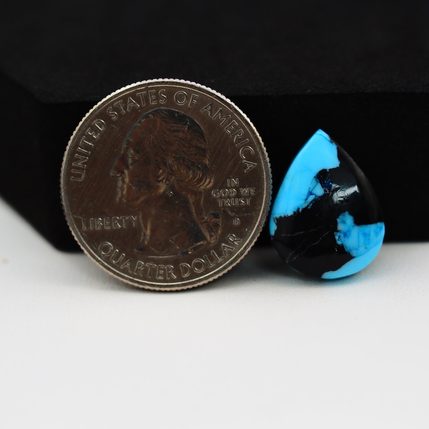 Buffalo Heart Cabochon 17x13mm 6.5ct - Blue with Black Patches - Pedra Gems