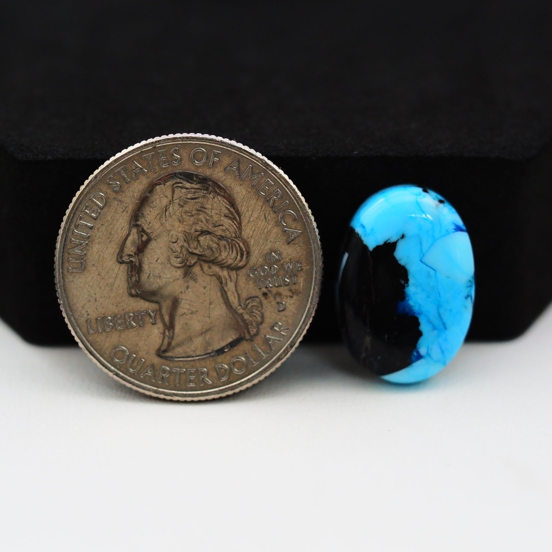 Buffalo Oval Cabochon 18x13mm 8.5ct - Blue with Black Patches - Pedra Gems