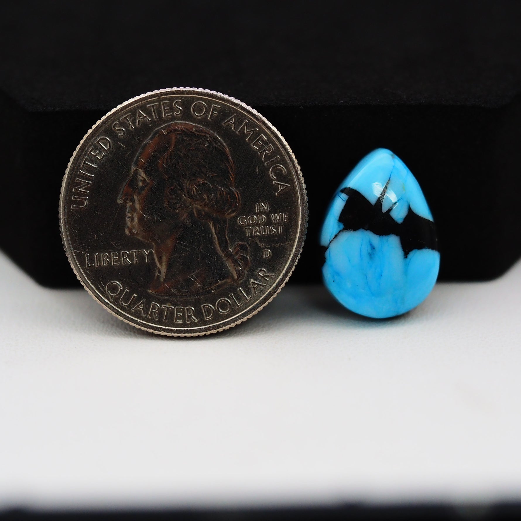 Buffalo Pear Cabochon 16x11mm 6.5ct - Blue with Black Band - Pedra Gems