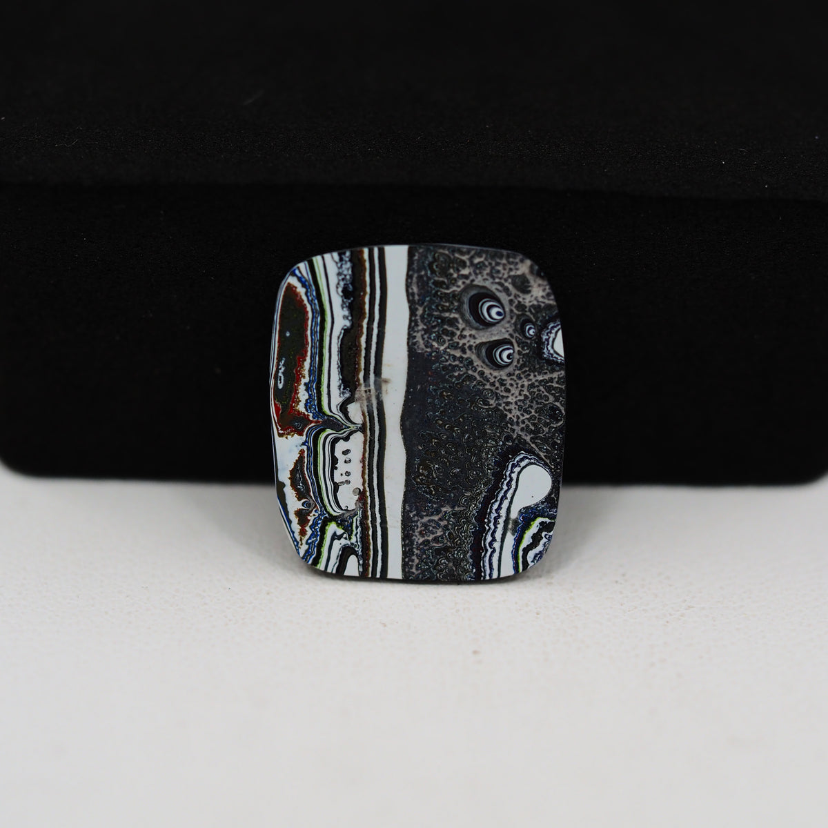 Fordite Agate Cabochon Square 18x16mm 4.5ct - Detroit Agate layered paint - Pedra Gems