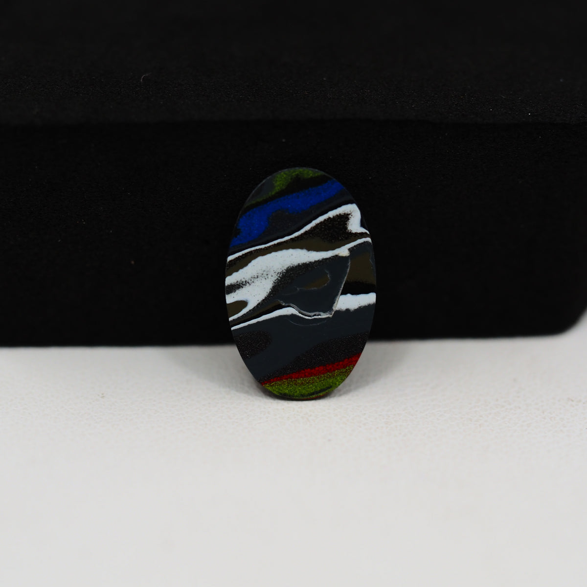 Fordite Agate Cabochon Oval 17x11mm 2ct - Detroit Agate layered paint - Pedra Gems