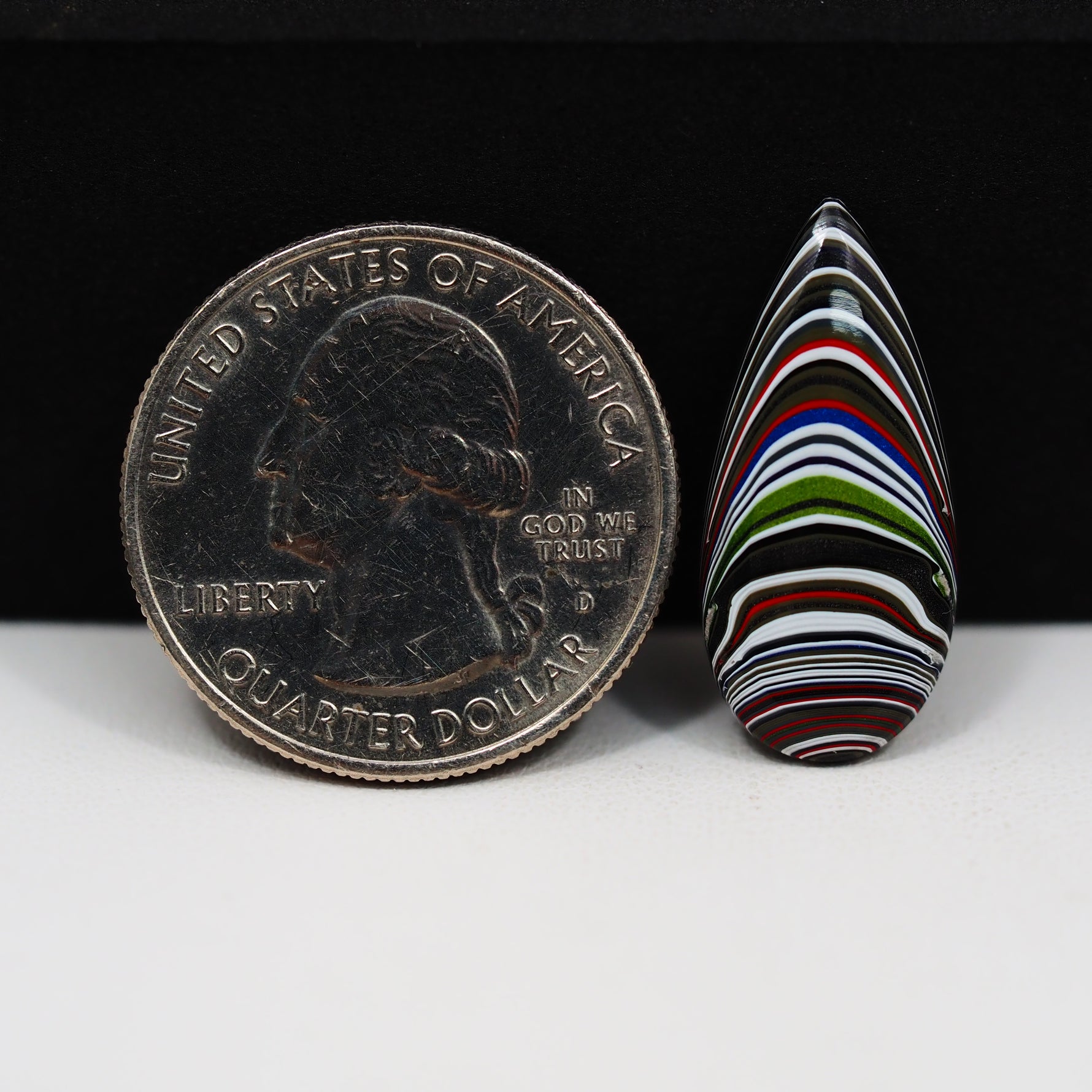 Fordite Agate Cabochon Pear 24x11mm 2ct - Detroit Agate layered paint - Pedra Gems
