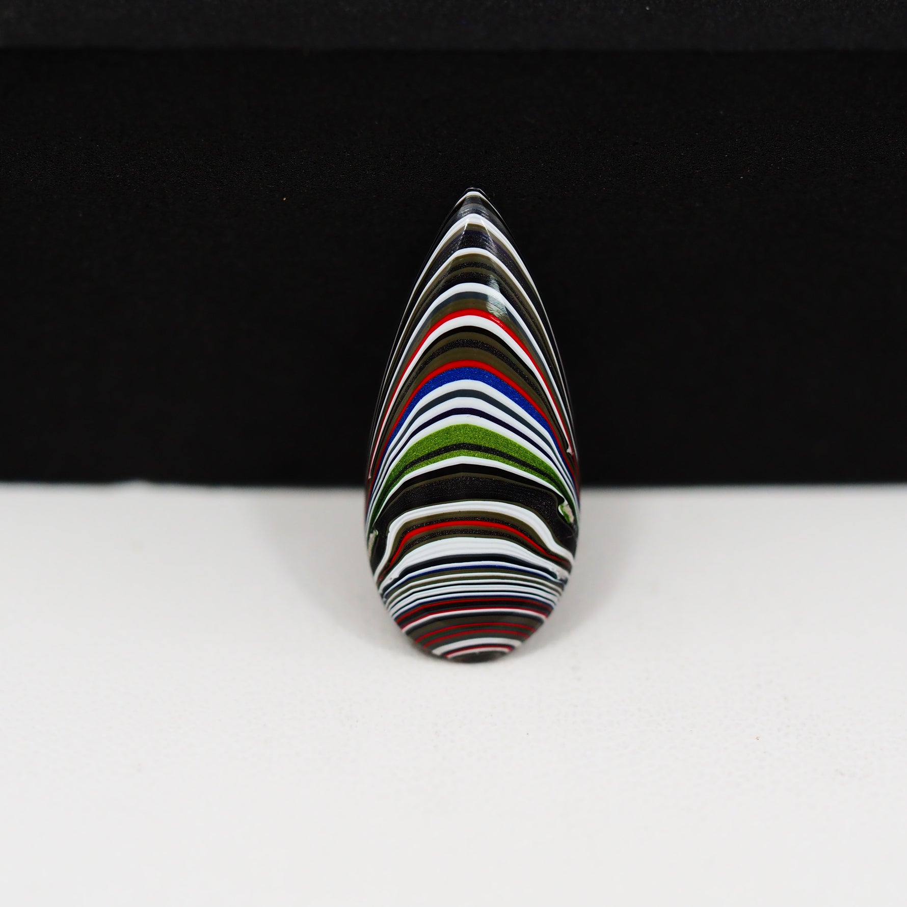 Fordite Agate Cabochon Pear 24x11mm 2ct - Detroit Agate layered paint - Pedra Gems