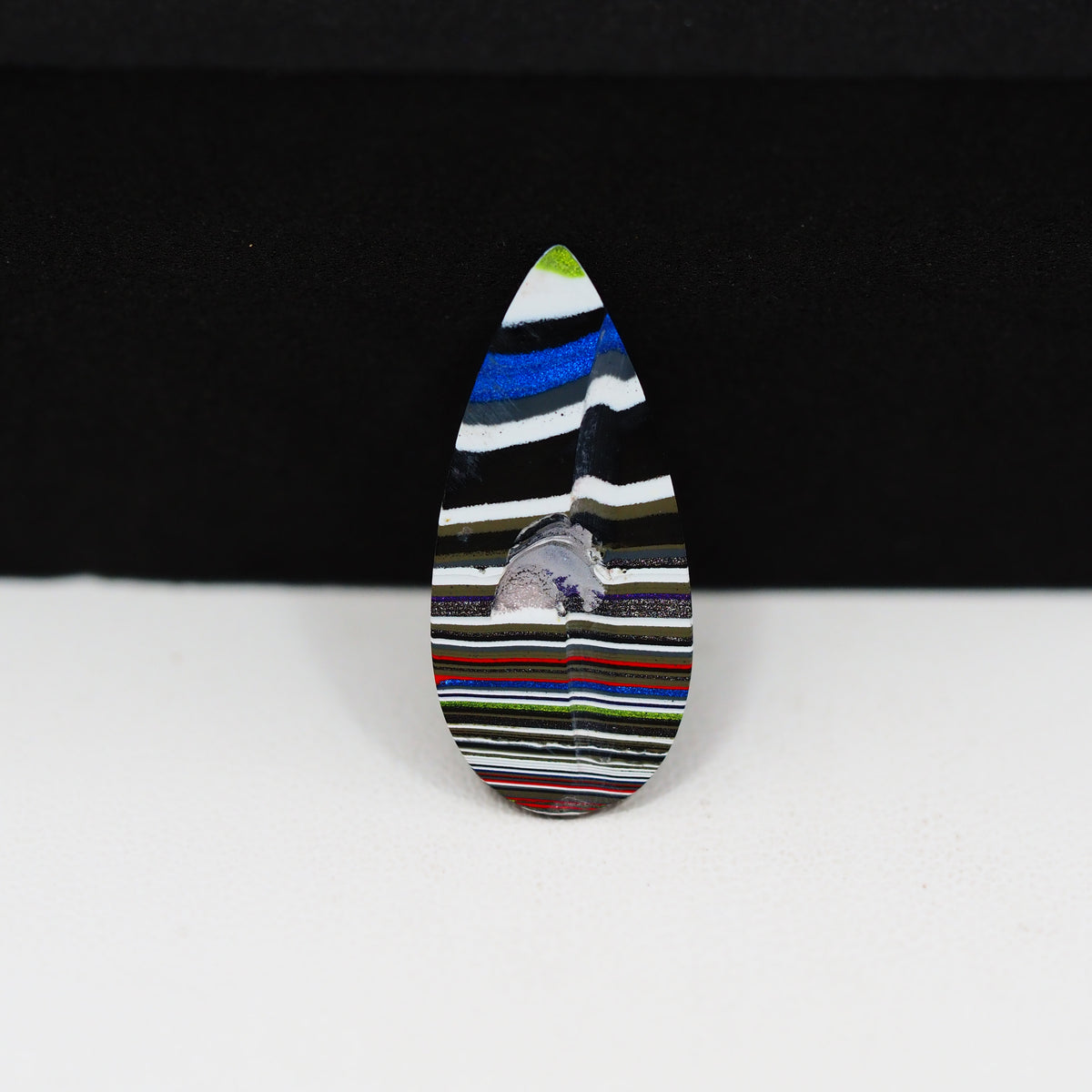 Fordite Agate Cabochon Pear 24x11mm 2ct - Detroit Agate layered paint - Pedra Gems